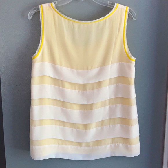 Yellow & White sleeveless top from LOFT Small - perfect for spring and summer! - Picture 3 of 6